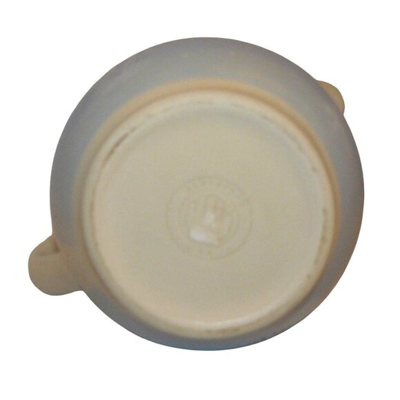 Vintage Ceramic Snowman Pitcher Hand-Painted Winter Scene Cream & Blue 6" Tall - Picture 4 of 4